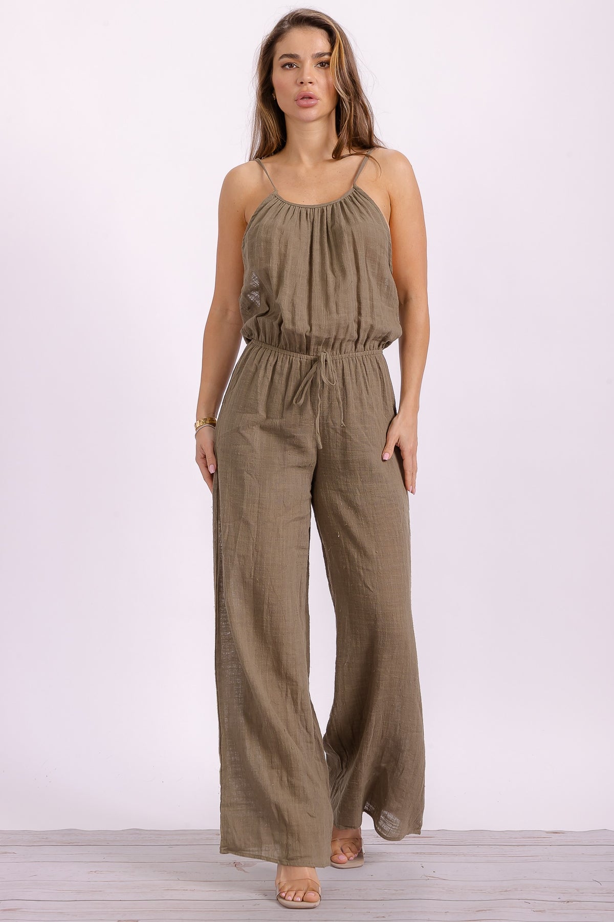 Olive Cotton Jumpsuit