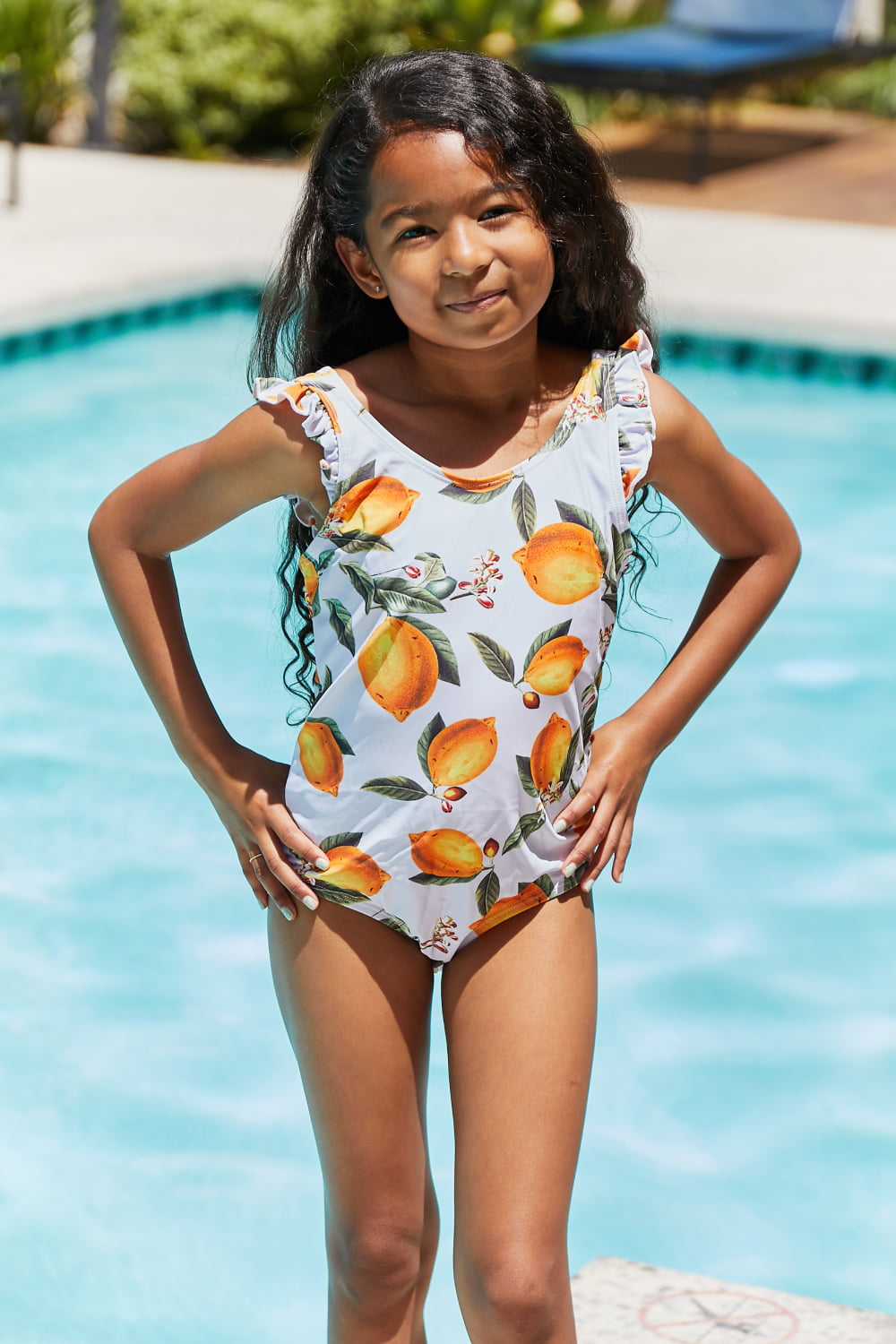Orange Wash Retro Bars Women's One-Piece Swimsuit - Built in Bra - Area F  Island Clothing