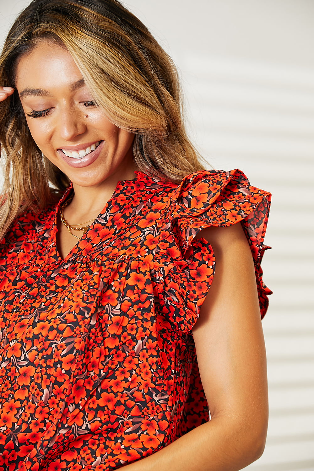 Maite Blouse in Red Orange