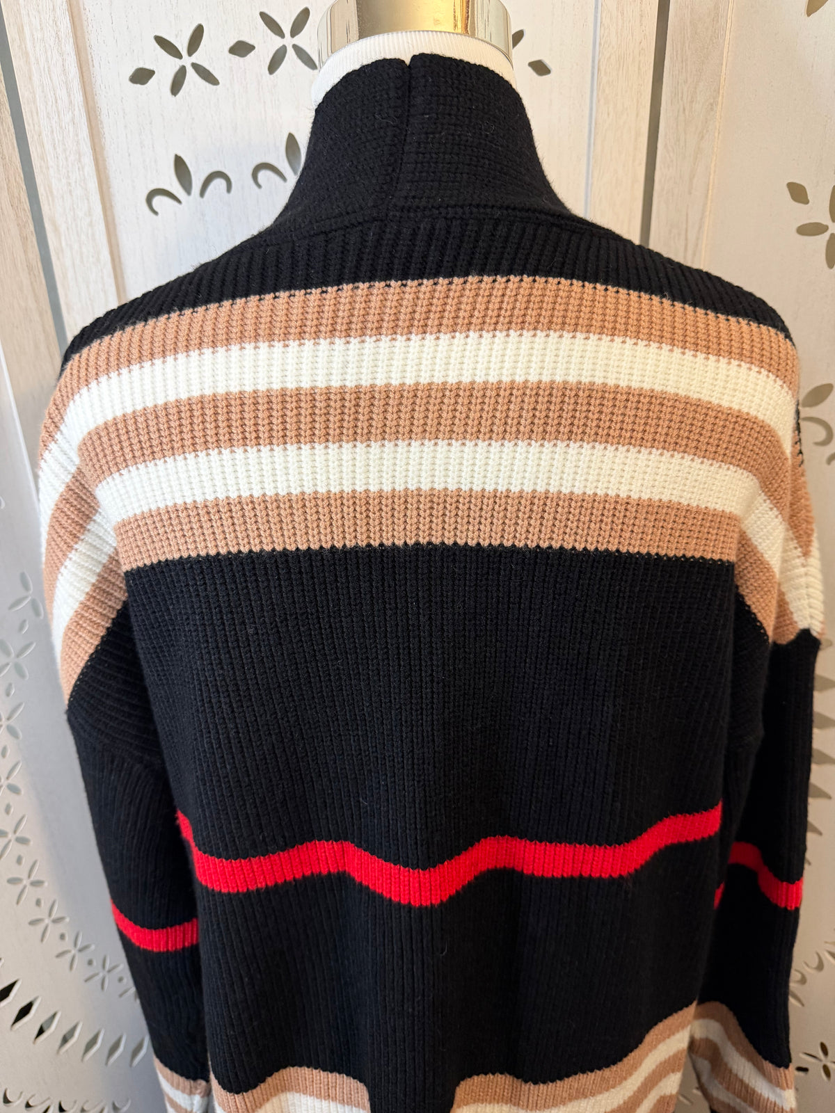 Amber Moon Revival: NWT Heavyweight Striped Colorblocked Long Cardigan Sweater
