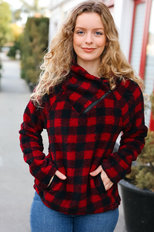 Plaid Sherpa Asymmetric Top