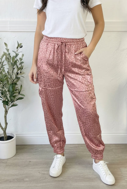 Blush Leopard Silk Joggers