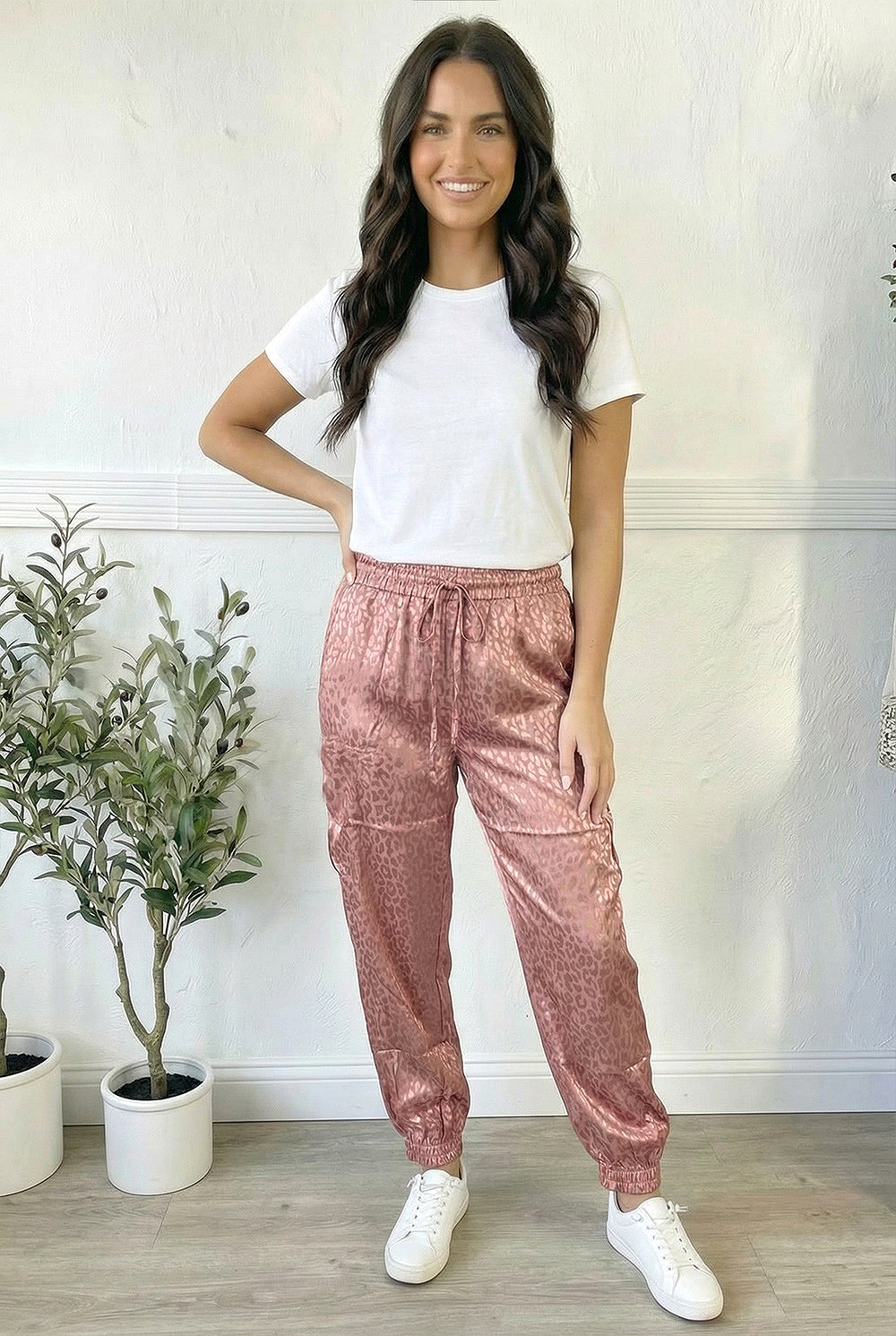 Blush Leopard Silk Joggers