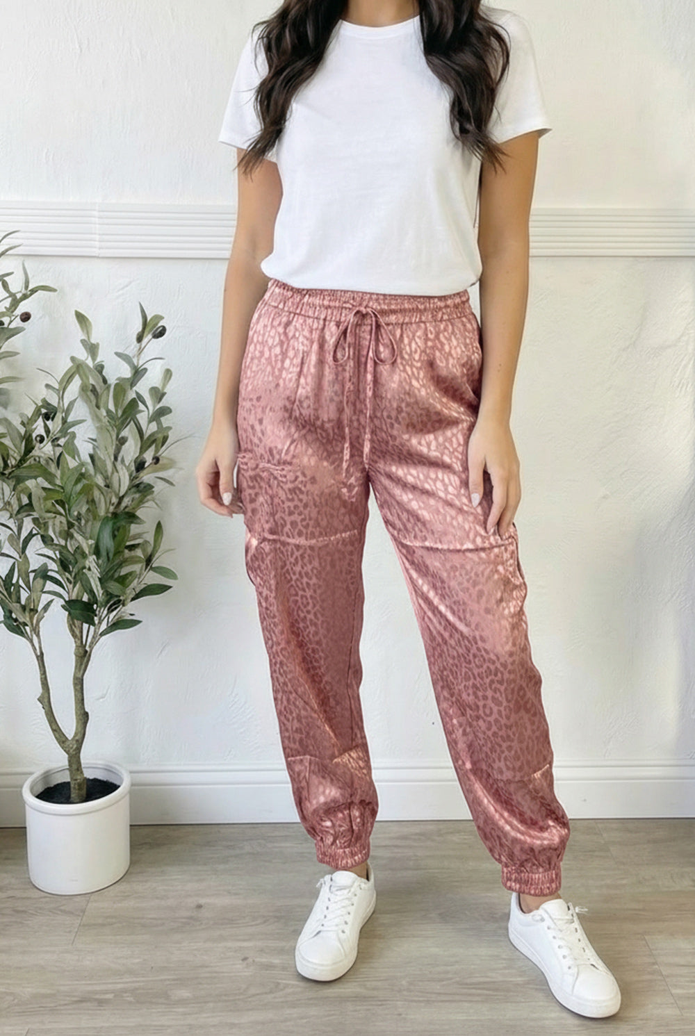 Blush Leopard Silk Joggers