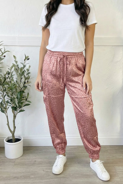 Blush Leopard Silk Joggers