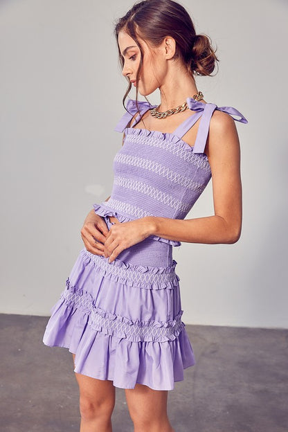 Smocked Bow Strap Top in Lavender   * Wear as a Set