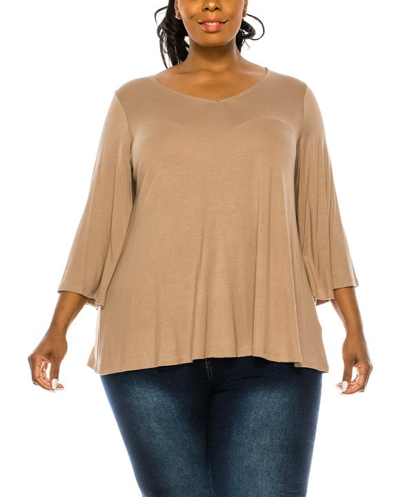 PLUS - Organic Bamboo 3/4 Sleeve Top