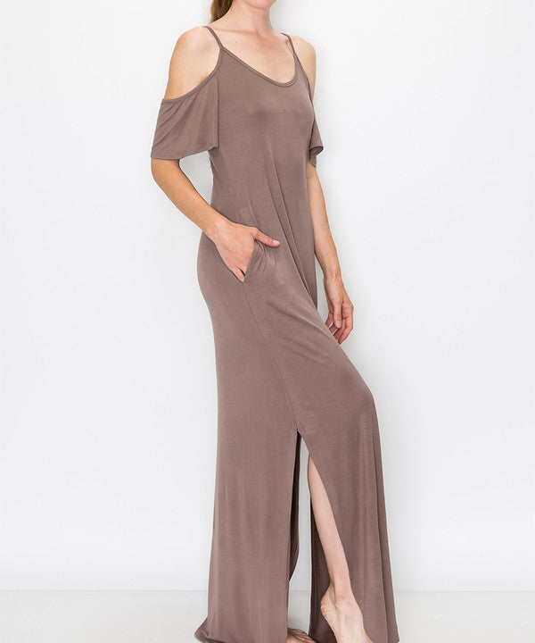 Organic Bamboo Cold Shoulder Maxi