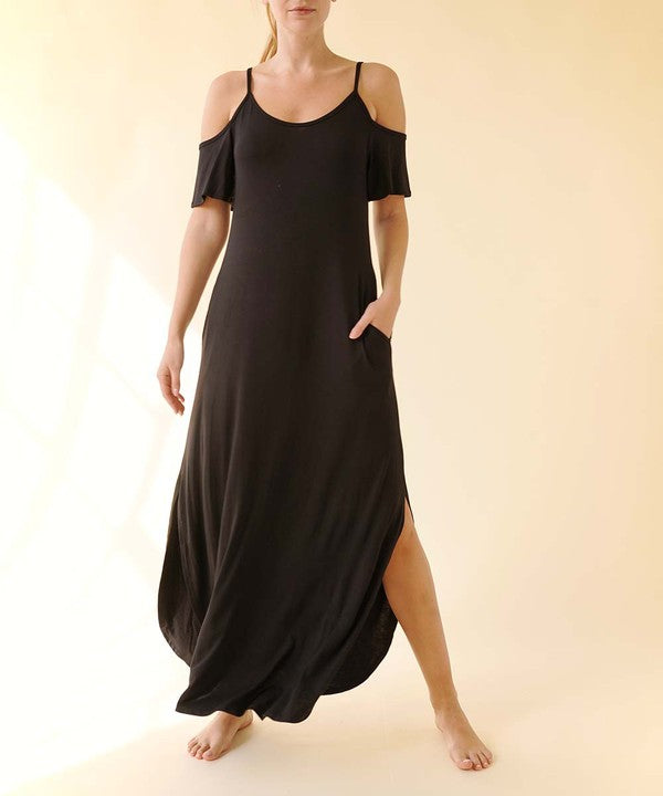 Organic Bamboo Cold Shoulder Maxi