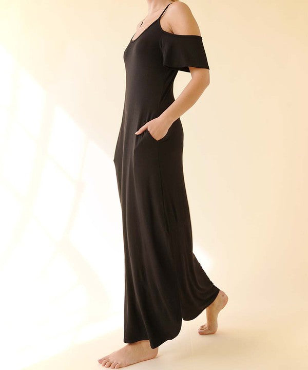 Organic Bamboo Cold Shoulder Maxi