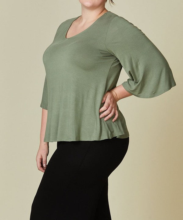 PLUS - Organic Bamboo 3/4 Sleeve Top