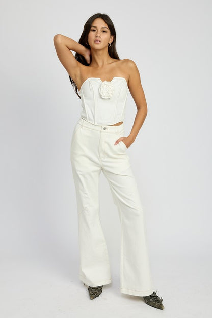 White Denim Corset Top