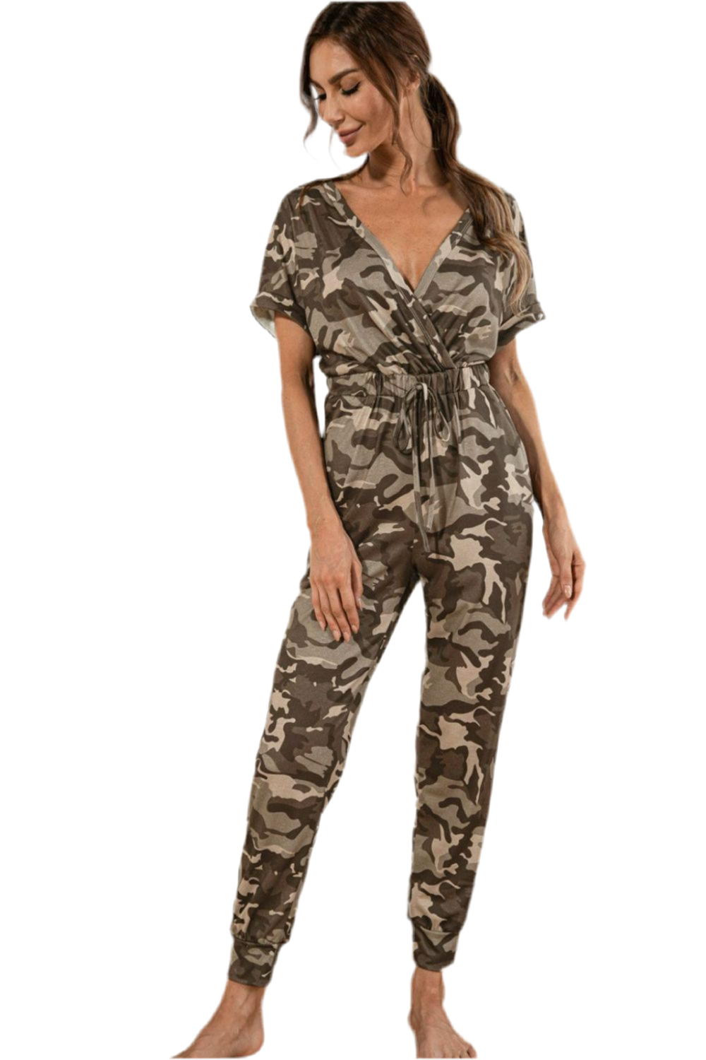 Camo Surplice Jumpsuit