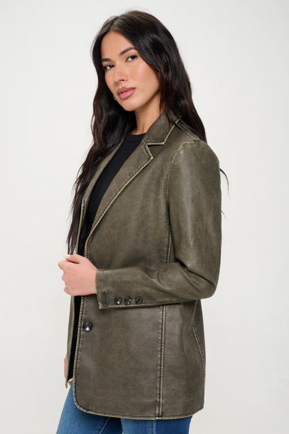 Vegan Leather Blazer