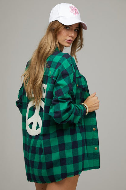 RESTOCKED - Buffalo Plaid Peace Shacket in Red