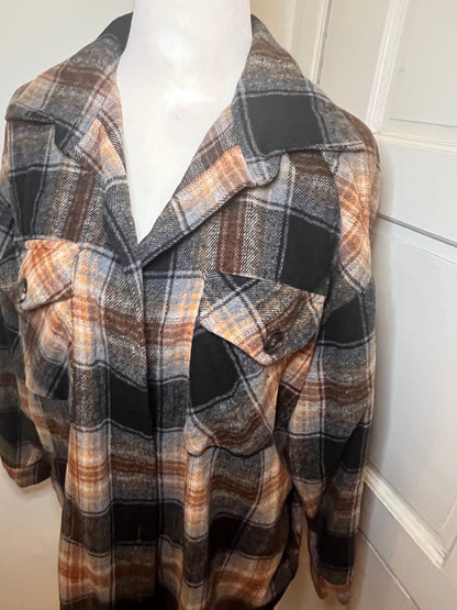 Amber Moon Revival: Brown and Black Plaid Shacket