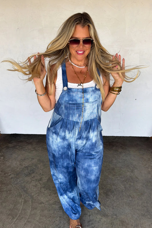 Blue Tie Dye Overalls