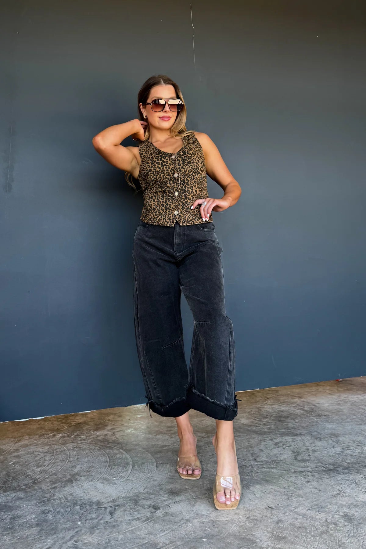 Cheetah Denim Vest