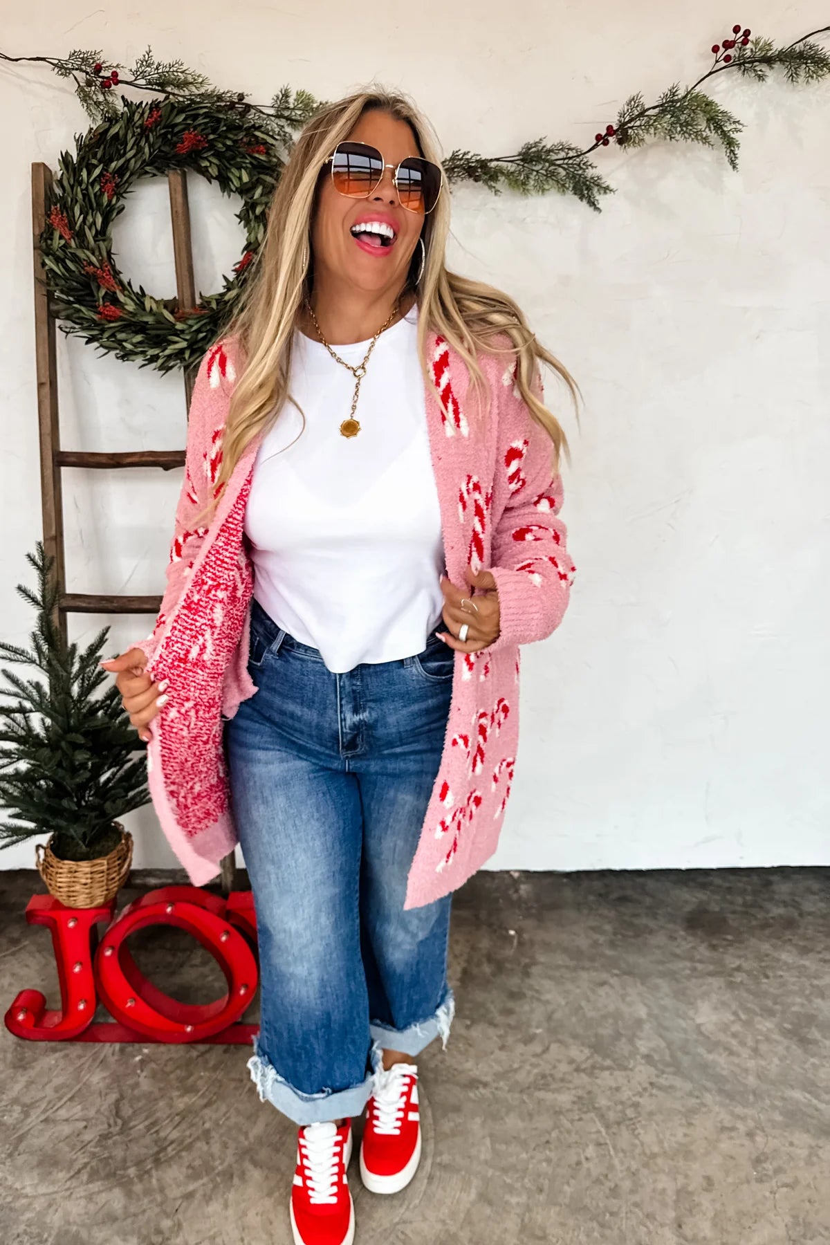 Red Checker Cloud Cardigan
