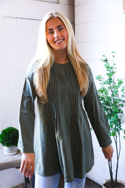 Olive Pinstripe Tunic