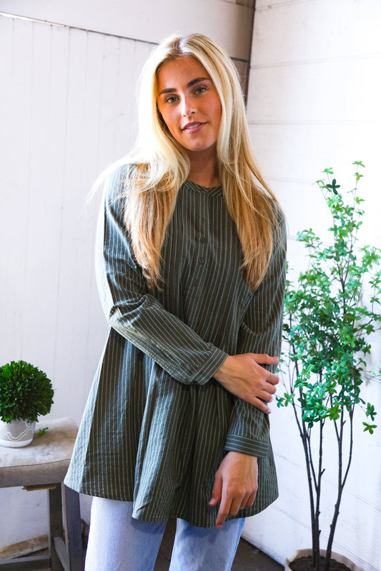 Olive Pinstripe Tunic