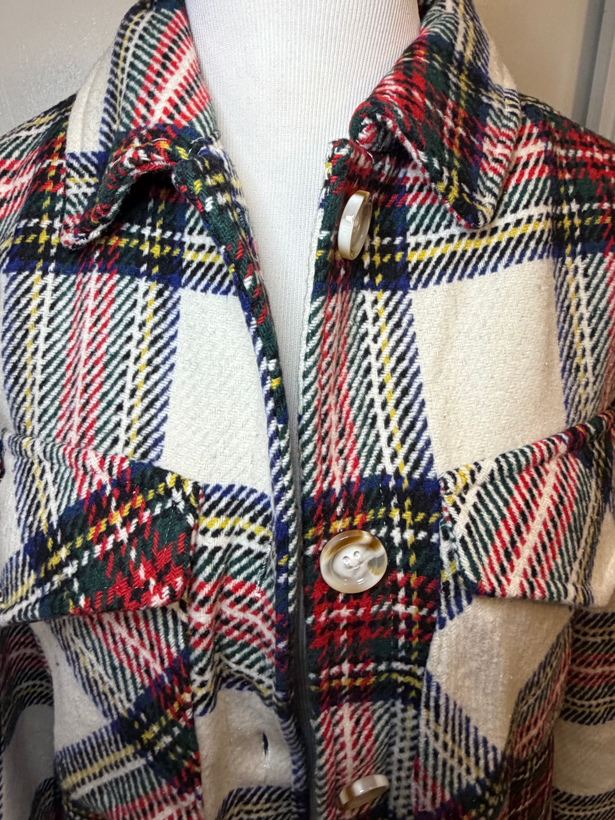 Amber Moon Revival: Oversized Red and White Shacket NWT