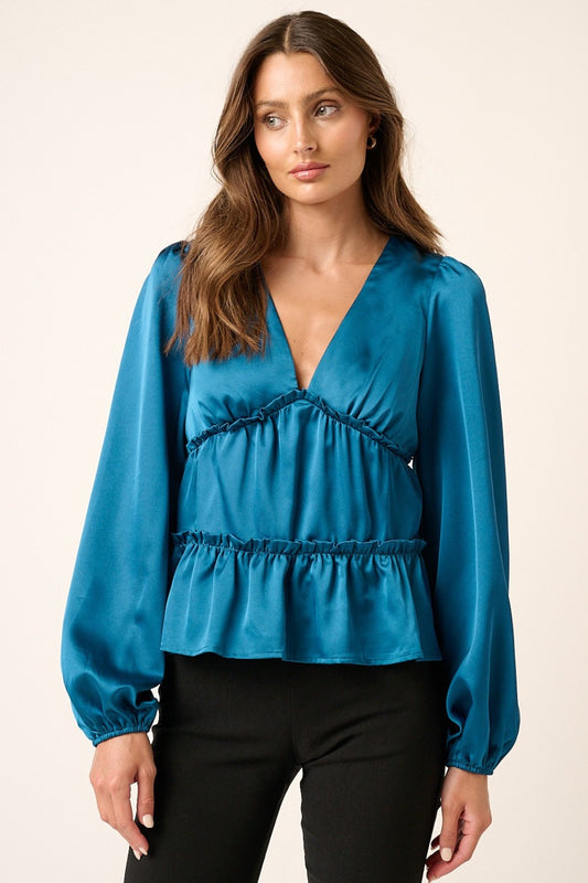 Teal Satin Blouse