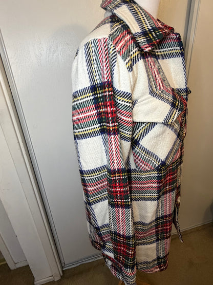 Amber Moon Revival: Oversized Red and White Shacket NWT