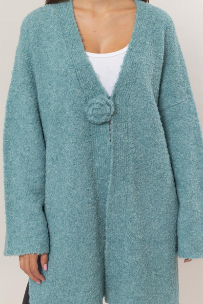 Ocean Blue Rosette Cardigan