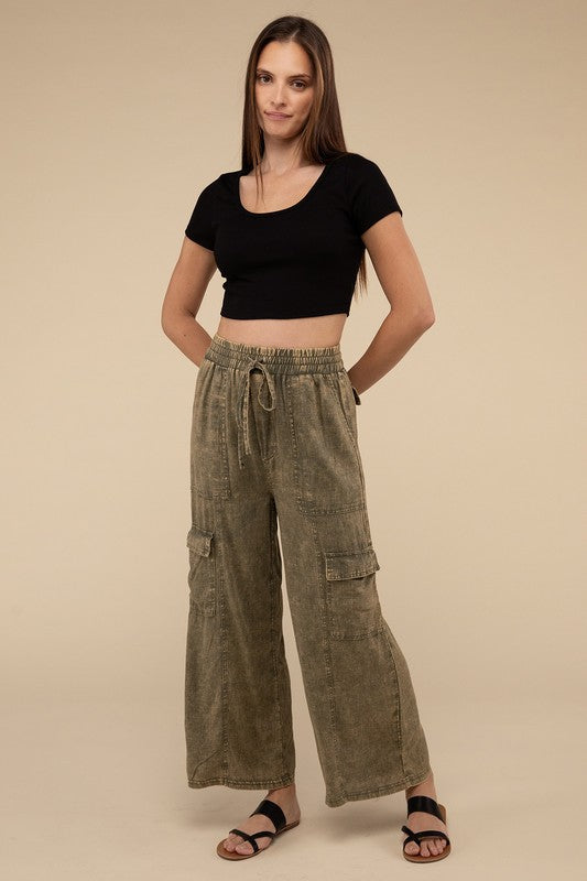 Linen Blend Cargo Pants