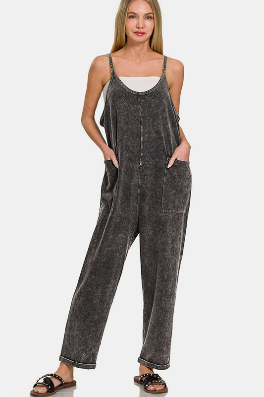 Washed Out Jumpsuit in Ash Black