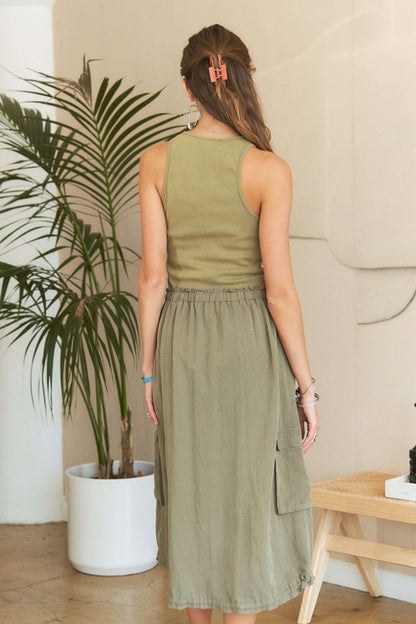 Olive Dropped Waist Dress