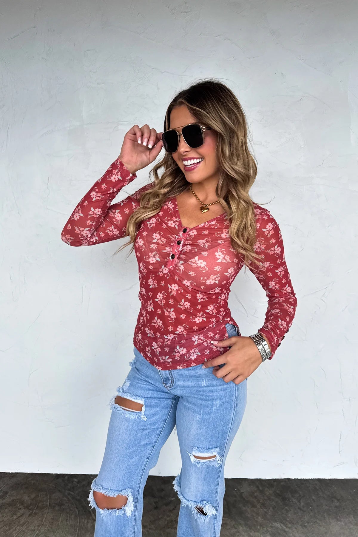 Annie Floral Mesh Top