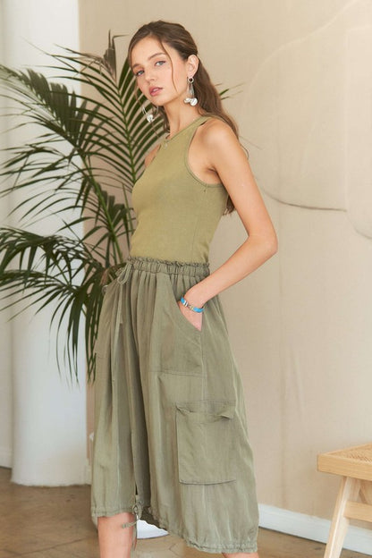 Olive Dropped Waist Dress