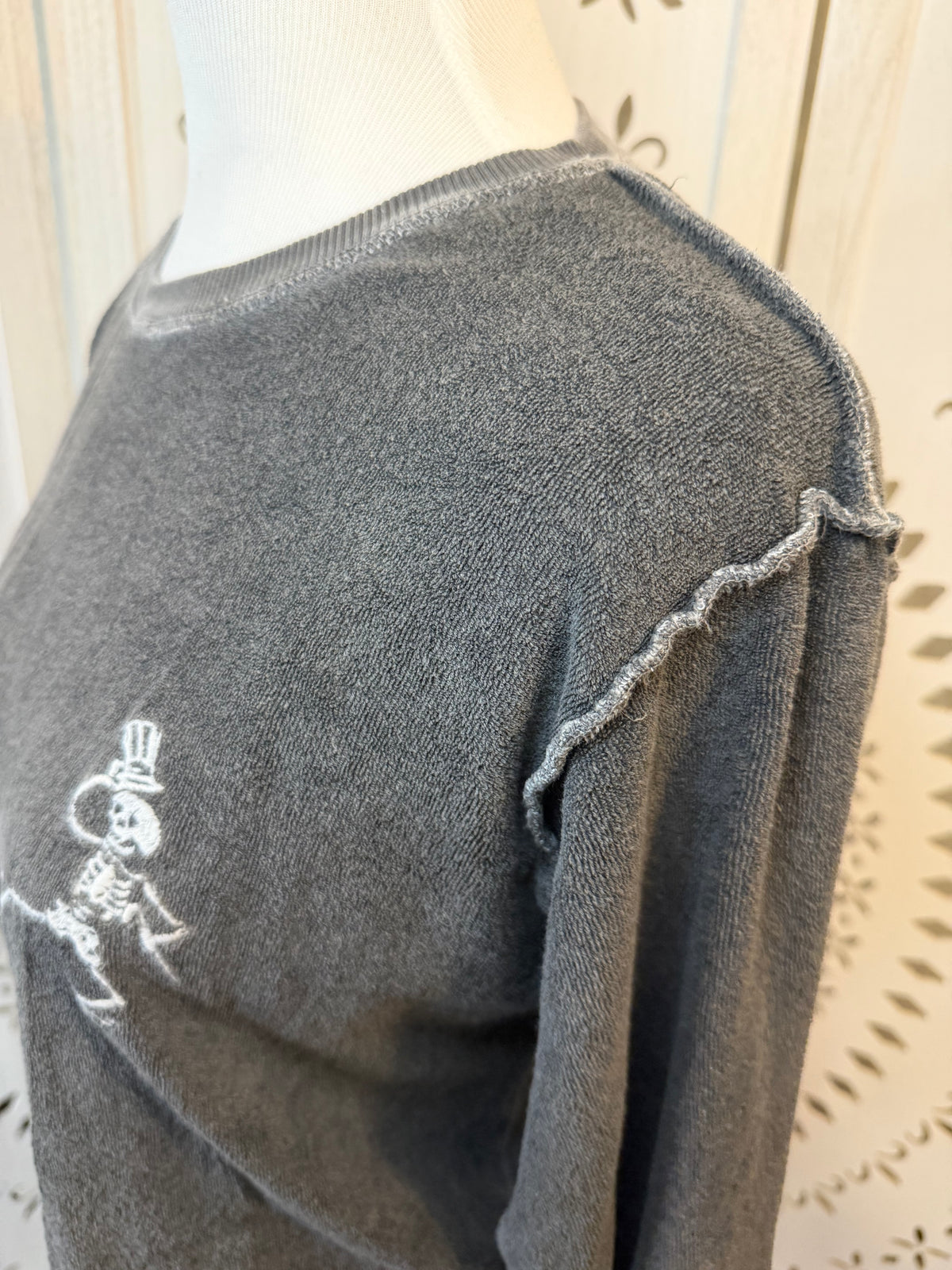 Amber Moon Revival: Organic Cotton Grateful Dead Dancing Skeleton Terry Sweatshirt
