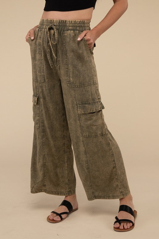 Linen Blend Cargo Pants