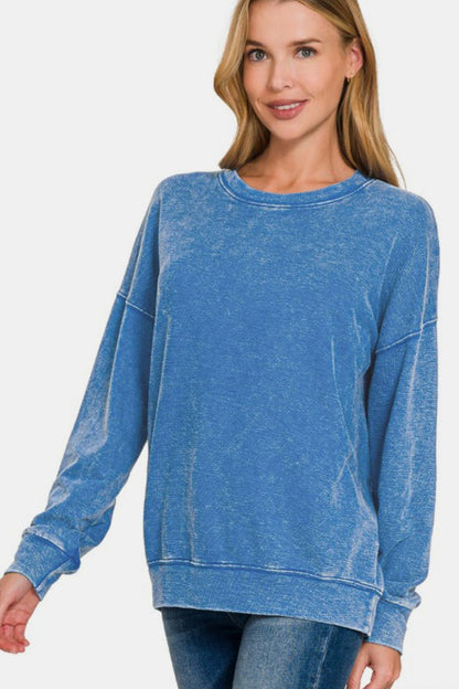 Amber Moon Basics: Washed Blue Sweatshirt