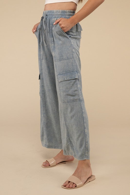 Linen Blend Cargo Pants