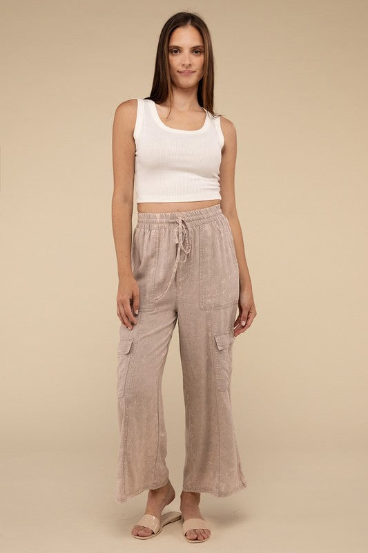 Linen Blend Cargo Pants