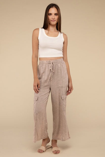 Linen Blend Cargo Pants