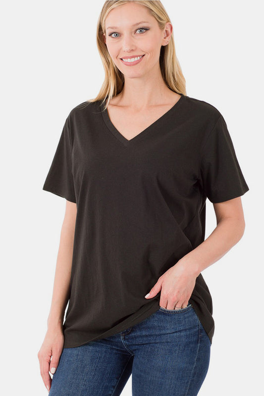 Amber Moon Basics: Black V-Neck Tee