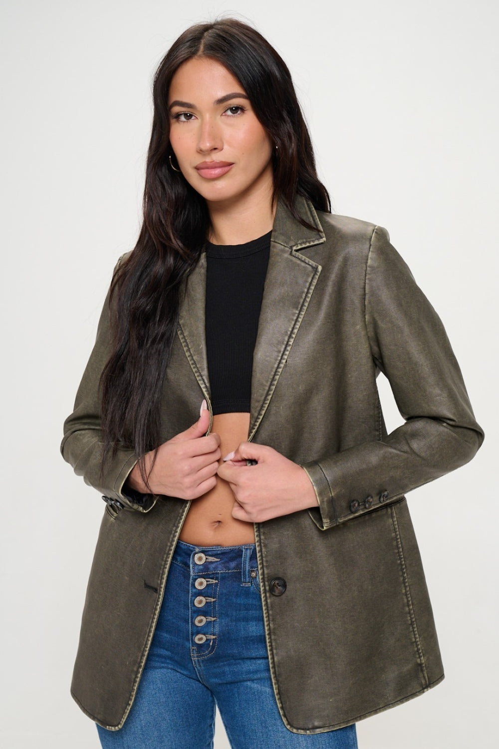 Vegan Leather Blazer