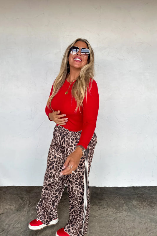 Haddie Silky Leopard Wide Leg Pants