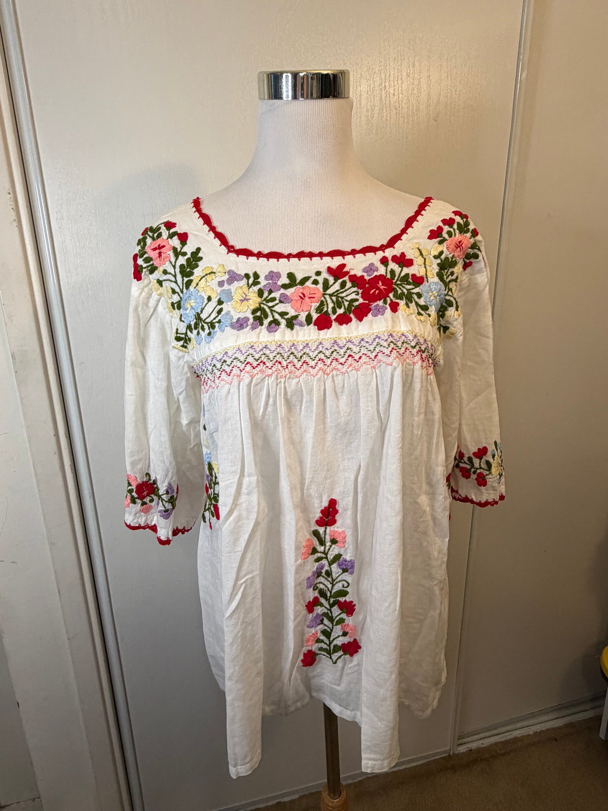 Amber Moon Revival: White Floral Embroidered Mexican Blouse