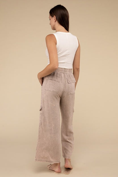 Linen Blend Cargo Pants