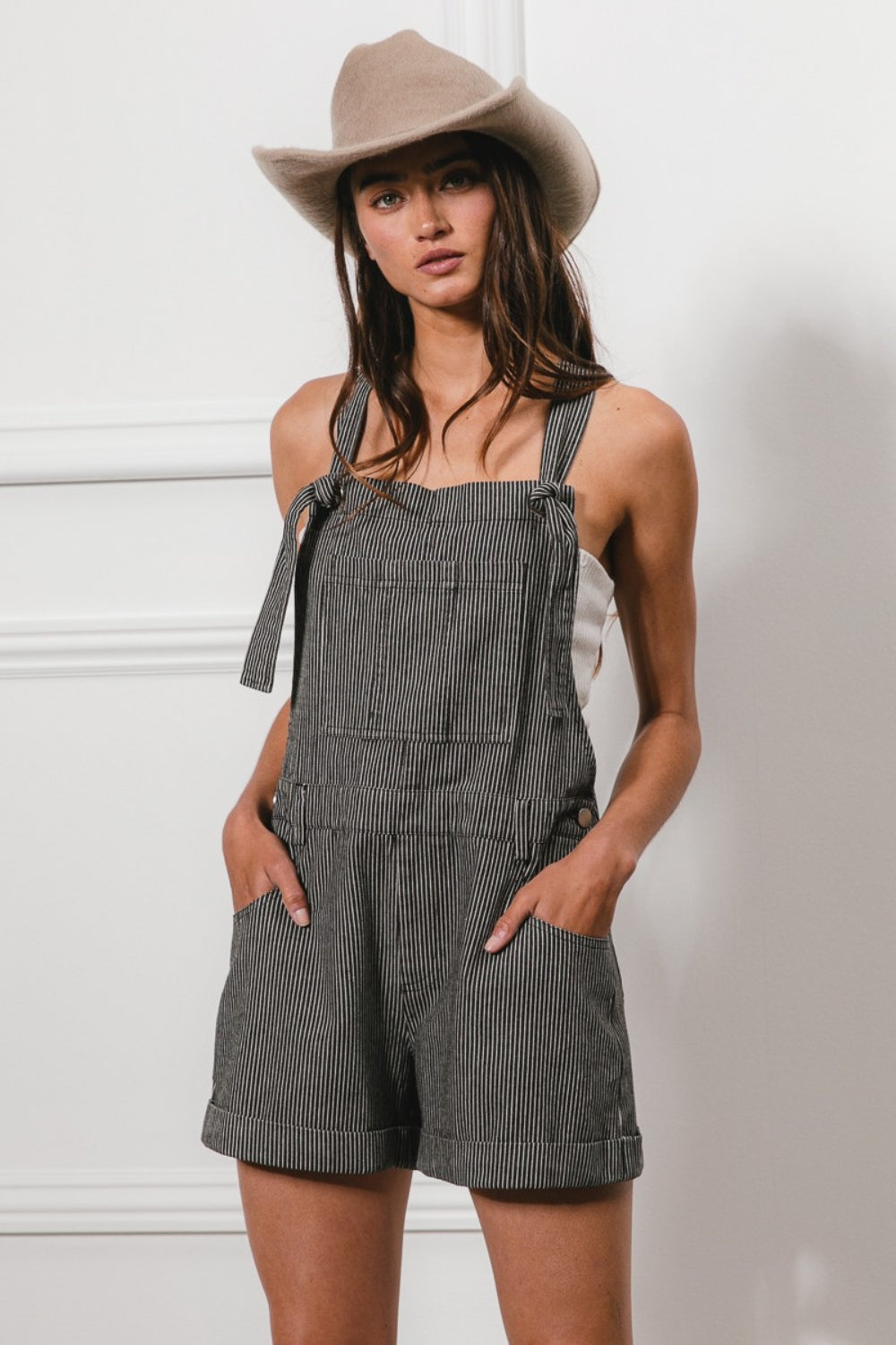 Striped Denim Shortalls