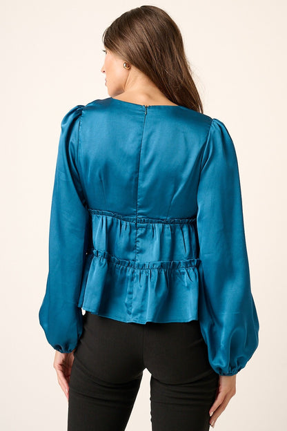 Teal Satin Blouse