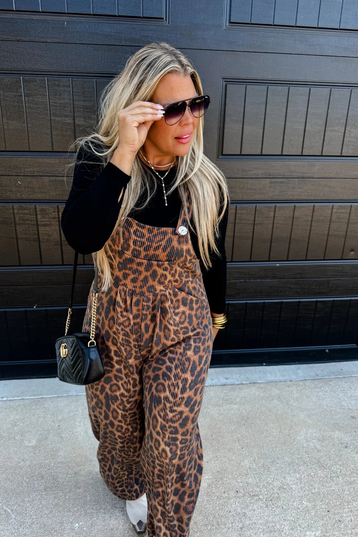 Leopard Ribbed Overalls