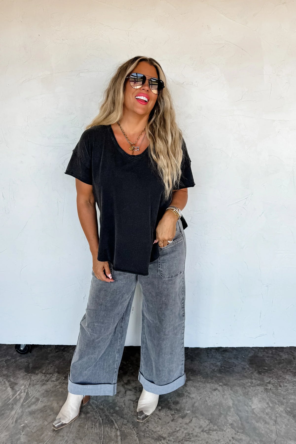 Camo V-Neck Boyfriend Tee