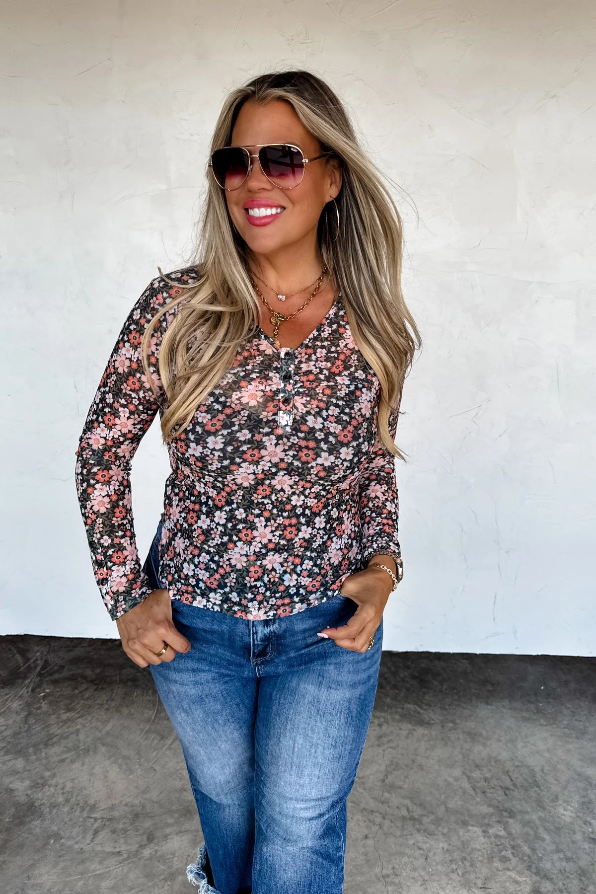 Annie Floral Mesh Top